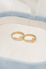 14K Solid Yellow Gold Cross Hoop Earring