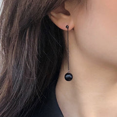 925 Sterling Silver Black Pearl Drop Dangle Earring