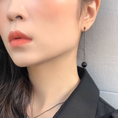 925 Sterling Silver Black Pearl Drop Dangle Earring