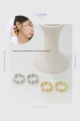 925 Sterling Silver Flower Hoop Earrings – Elegant Floral Accents