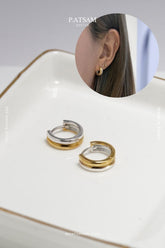 925 Sterling Silver Two-Tone Gold & Silver Hoop Earrings- Unified Dual Finish