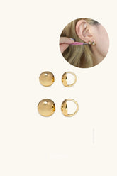 14K Solid Yellow Gold Half Ball Hoop Earring