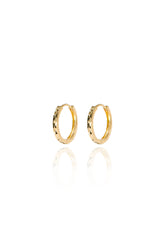 14K Solid Gold 15mm Diamond Cut Hoop Earring