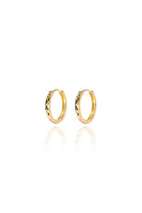 14K Solid Gold 15mm Diamond Cut Hoop Earring