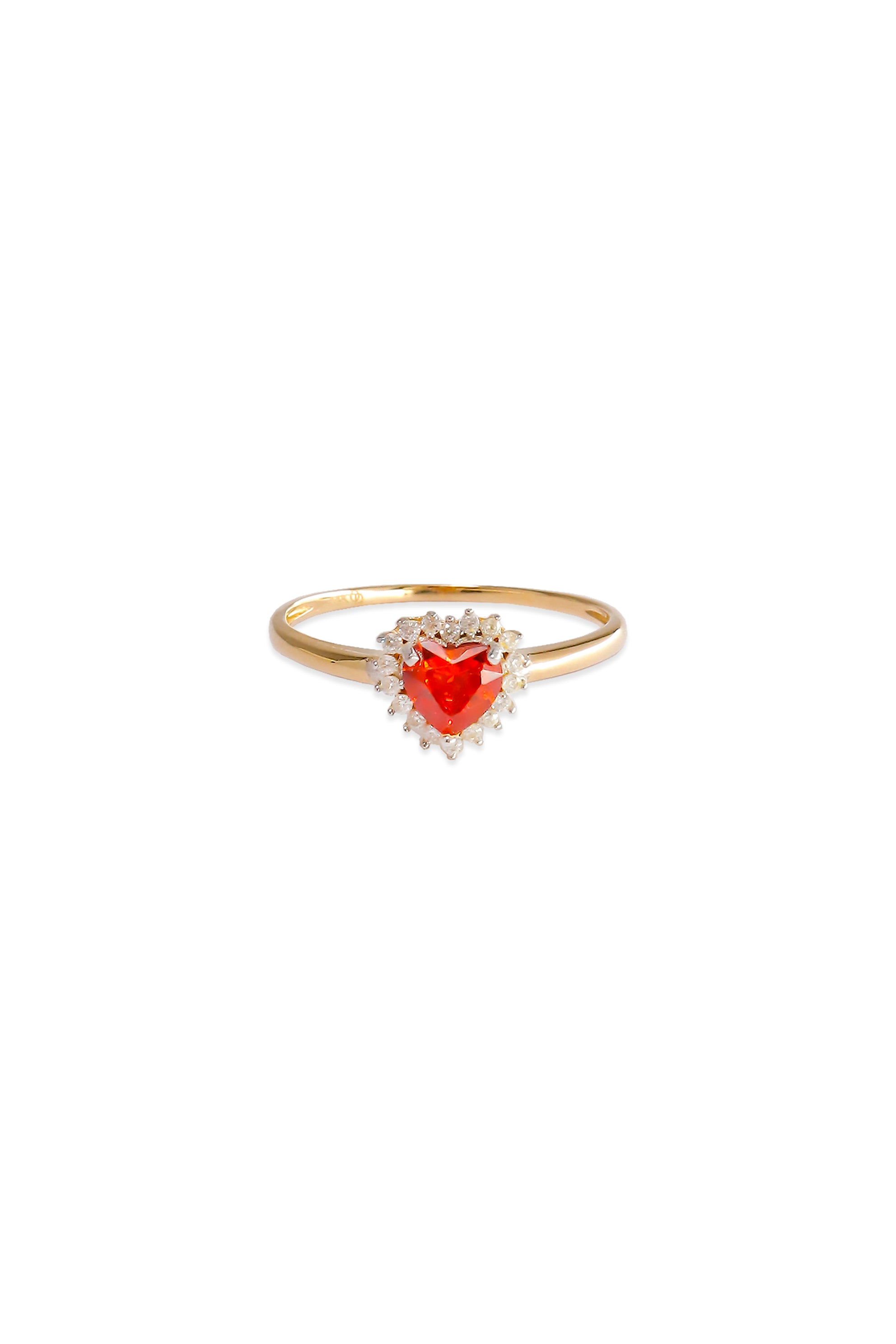 14K Solid Gold Lab Create Ruby Heart Stone Stackable Ring - Pretty At Sam