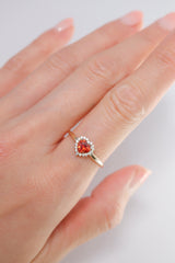 14K Solid Gold Lab Create Ruby Heart Stone Stackable Ring - Pretty At Sam