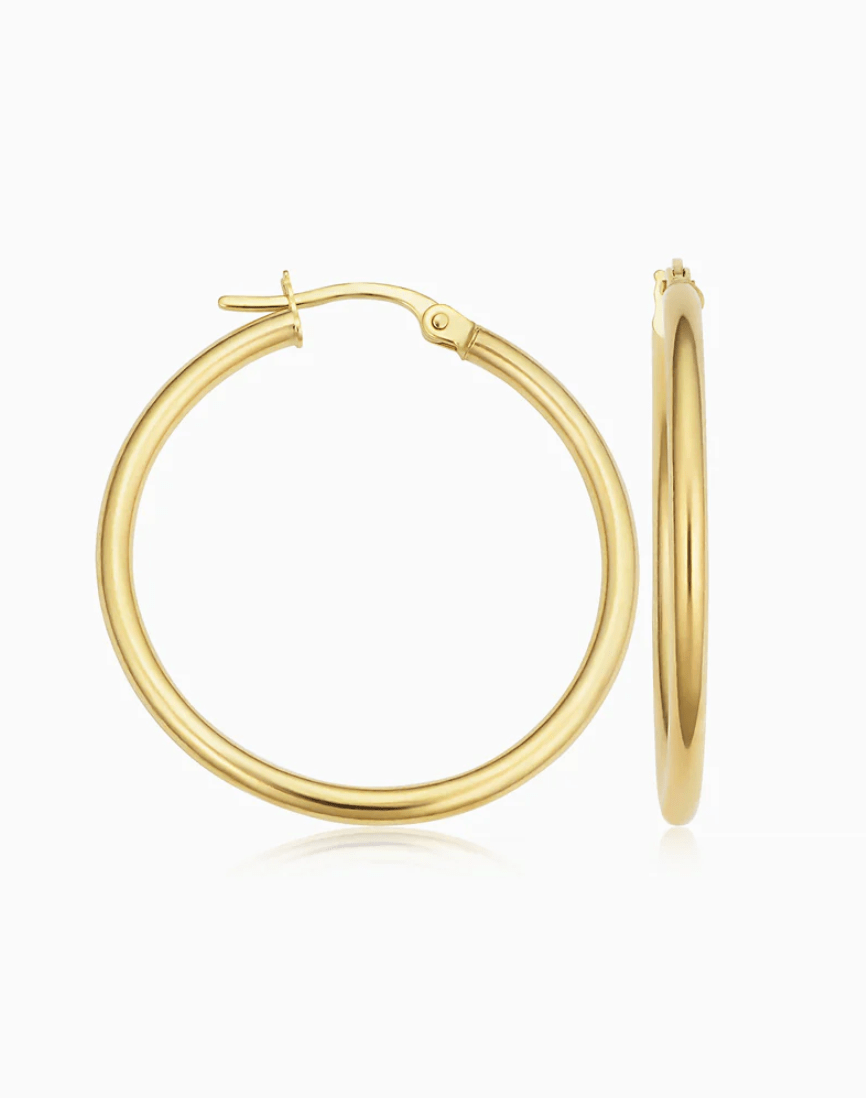 14K Solid Gold 170m Latch Hoop Earring - Pretty At Sam