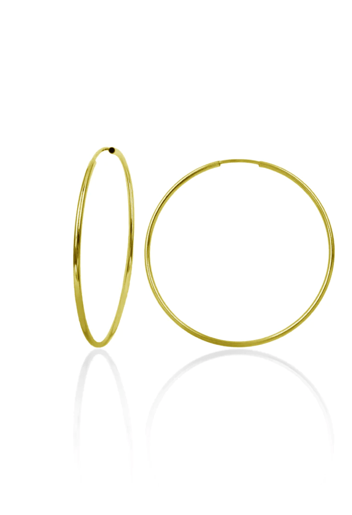 14K Solid Gold 16mm eternal thin dainty ring Huggies earring - Pretty At Sam