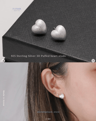 925 Sterling Silver Brushed Texture Heart Stud Earring