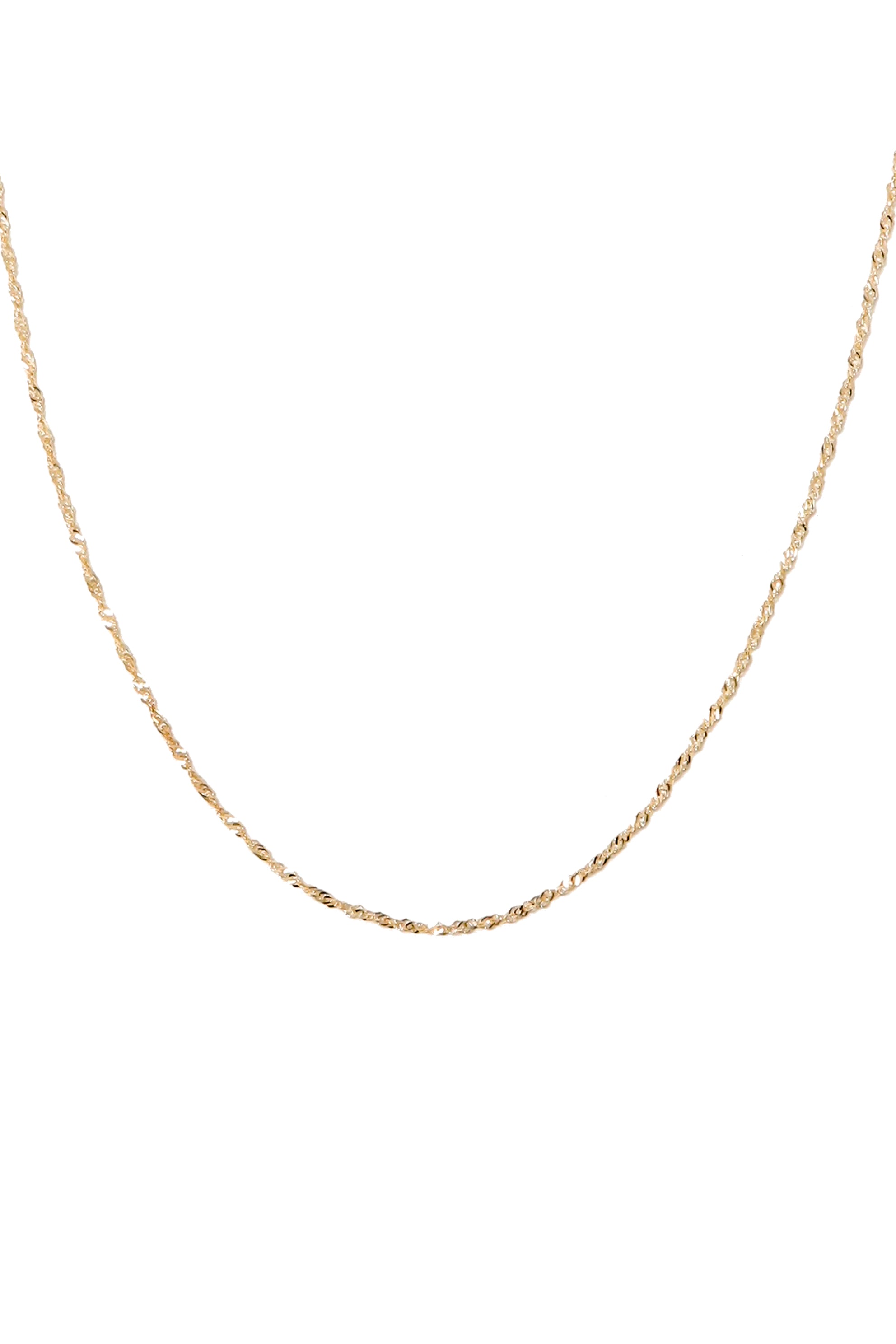 14K Solid Gold Singapore Chain 1mm Dainty 16" Basic Necklace - Pretty At Sam