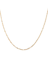 14K Solid Gold Singapore Chain 1mm Dainty 16" Basic Necklace - Pretty At Sam