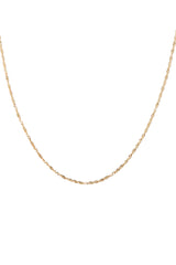 14K Solid Gold Singapore Chain 1mm Dainty 16" Basic Necklace - Pretty At Sam