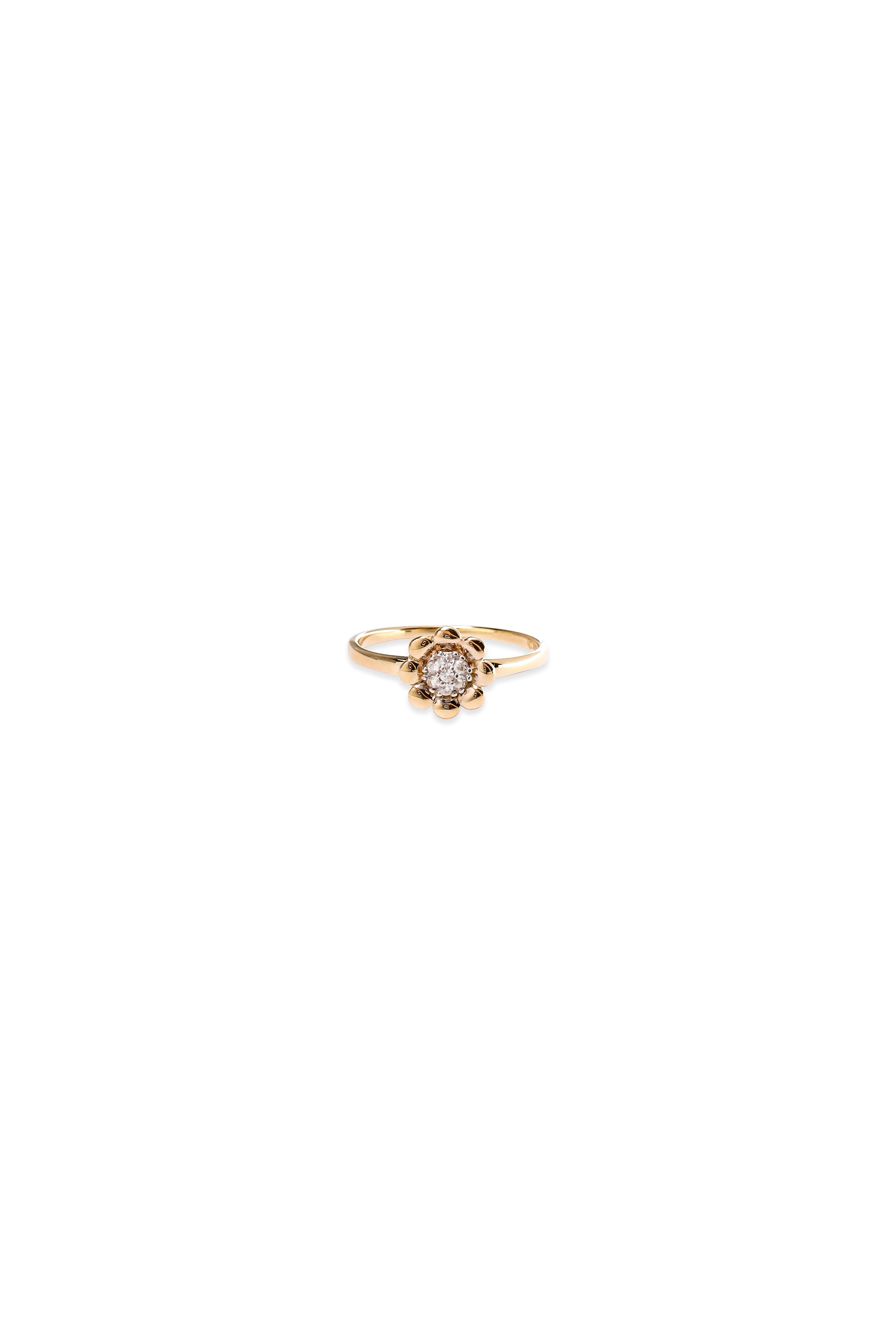 14K Solid Gold CZ 3D Sun Flower Pinky Baby Ring - Pretty At Sam