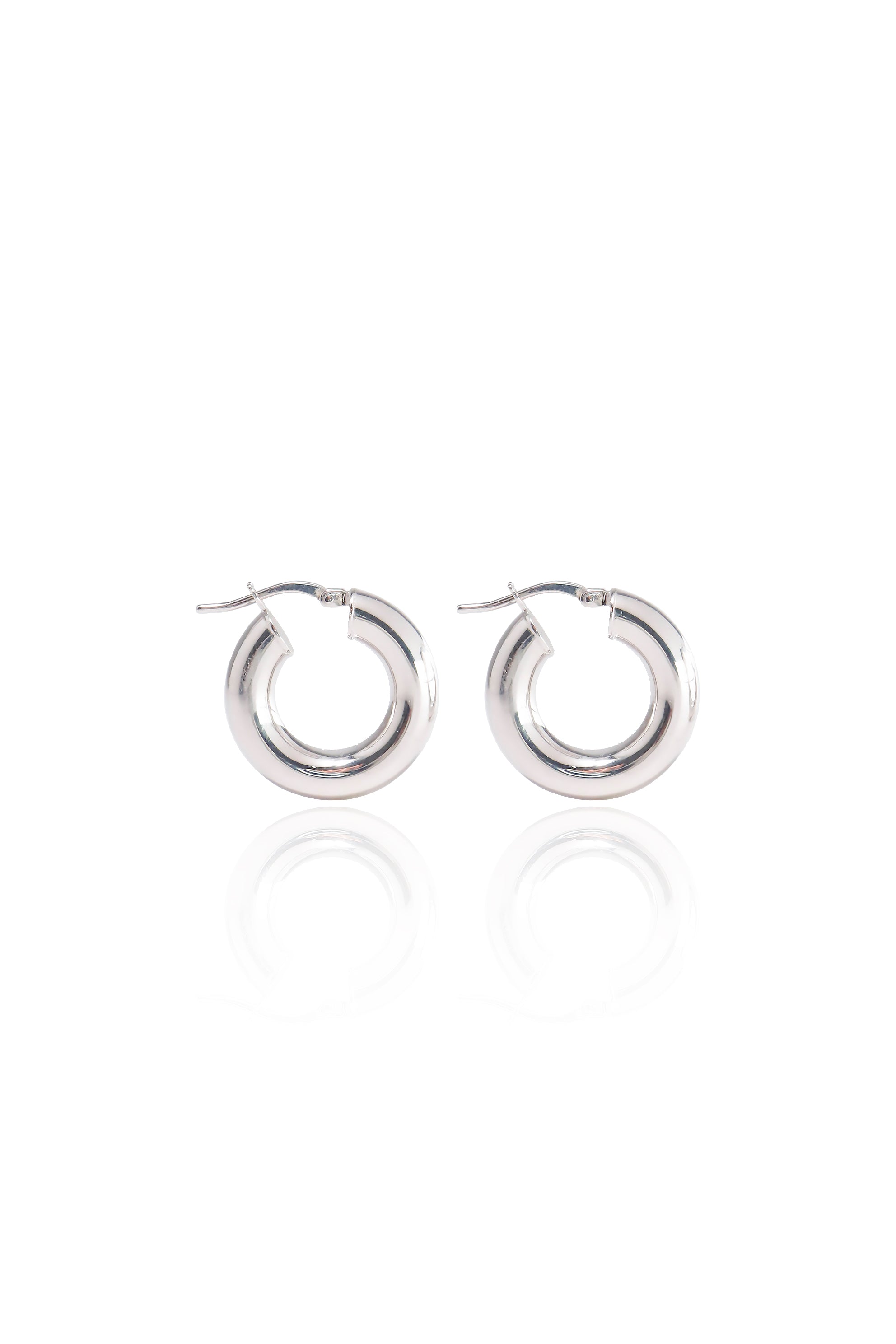 14K Solid White Gold 20mm Chunky Hoop Earring (4mm Thickness) - Pretty At Sam