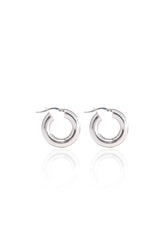 14K Solid White Gold 20mm Chunky Hoop Earring (4mm Thickness) - Pretty At Sam