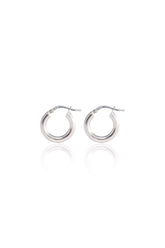 14K Solid White Gold 15mm Chunky Hoop Earring (2mm Thickness) - Pretty At Sam
