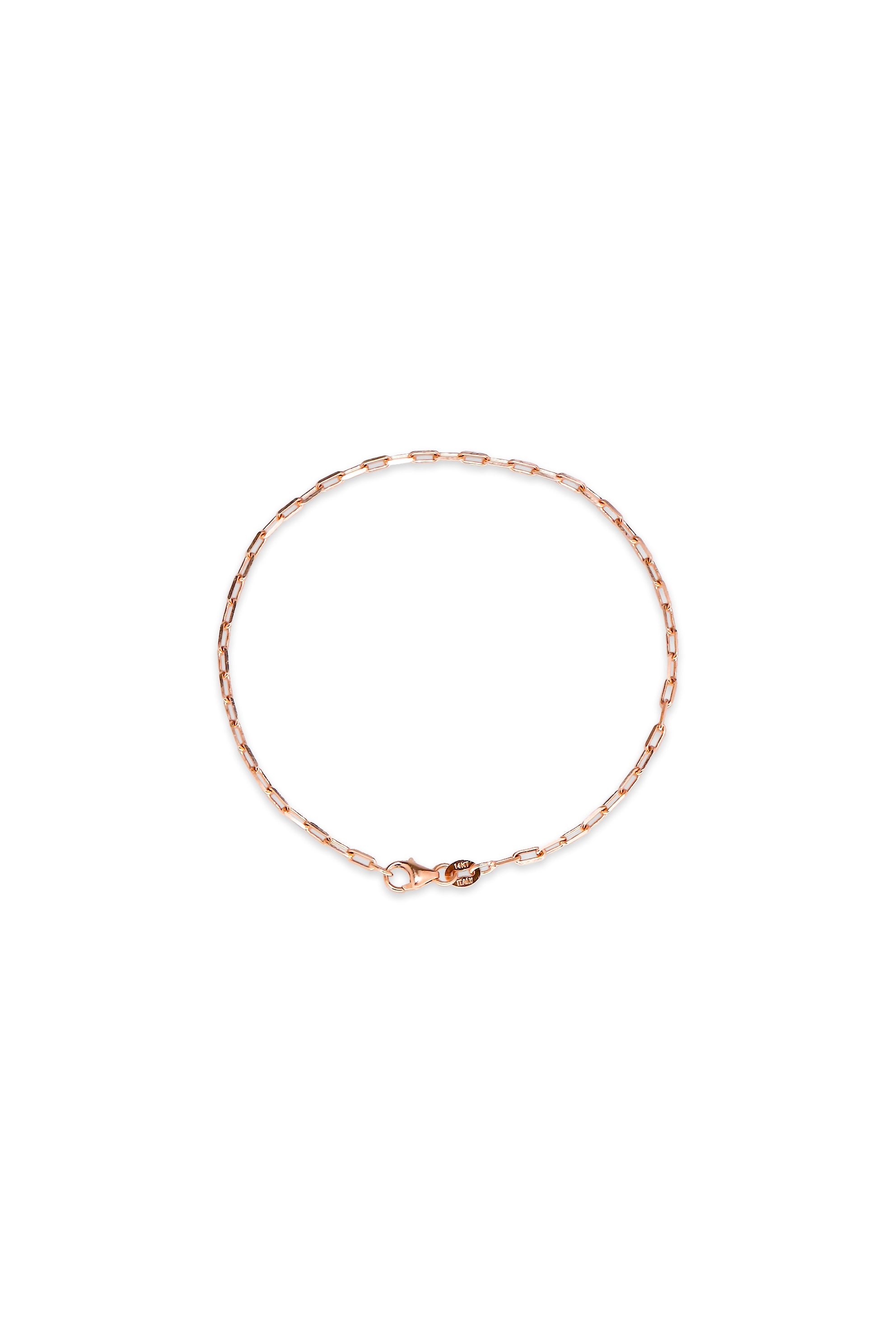 14K Solid Rose Gold 7" Customizable 4mm Paper Clip Bracelet - Pretty At Sam