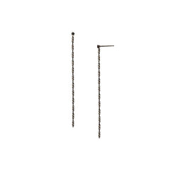 925 Sterling Silver Black Tassel Drop Dangle Earring