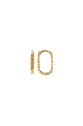 14K Solid Gold Diamond Cut Paperclip Oval Hoop Earring