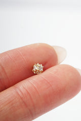 14K Solid Gold Inner Screw Labret Flatback 4MM Disco Ball Single Studs