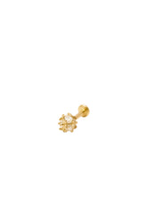 14K Solid Gold Inner Screw Labret Flatback 4MM Disco Ball Single Studs