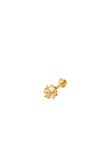 14K Solid Gold Inner Screw Labret Flatback 4MM Disco Ball Single Studs