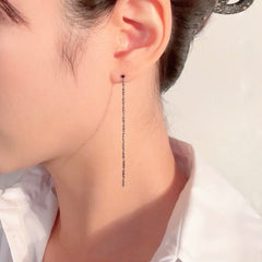 925 Sterling Silver Black Tassel Drop Dangle Earring