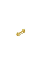 14K Solid Gold Inner Screw Labret Flatback Three Ball Single Stud – 6MM Length