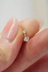 14K Solid Gold Inner Screw Labret Flatback Double Studs – 6MM Length