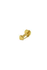 ✨ 14K Solid Gold Inner Screw Labret Flatback Heart Single Stud – 6MM Length ✨