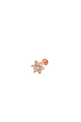 14K Solid Gold Inner Screw Labret Flatback Star Flower Single Studs