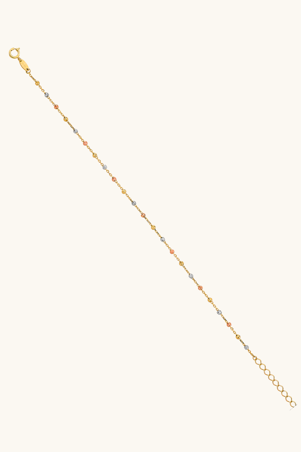14k-solid-tri-color-gold-diamond-cut-bead-bracelet