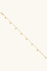 14k solid yellow gold diamond cut disc charm dangle bracelet 7 inch minimalist gold chain bracelet on wrist