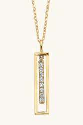 14K Solid Gold Floating Bar Necklace with Moving Lab Grown Stones
