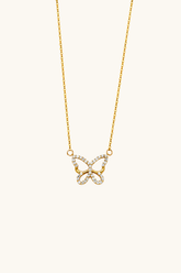 14k solid gold pave butterfly necklace on chain