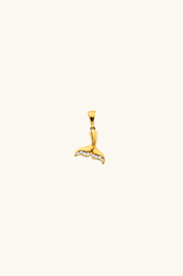 14k solid gold whale tail pendant with sparkling pavé accents