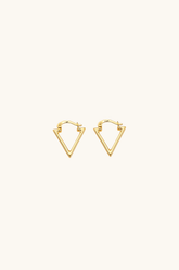 14k solid gold geometric triangle hoop earrings in yellow gold