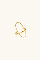 14k solid gold open oval ring with minimalist geometric design