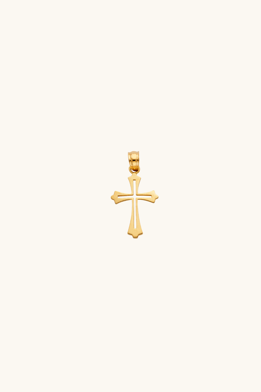 14k solid gold open cutout cross pendant in yellow gold