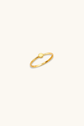 14k solid yellow gold engravable signet ring with 5mm disc minimalist stackable gold ring