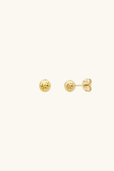 14k solid gold diamond-cut ball stud earrings in yellow gold