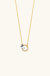 14k solid gold butterfly circle necklace 17 inch extender