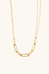 14K Solid Gold Asymmetrical Paperclip Chain Necklace – 17" + 1" Extension
