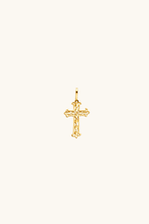 14k solid gold diamond-cut filigree cross pendant in yellow gold