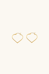 14k solid gold large heart hoop earrings in yellow gold