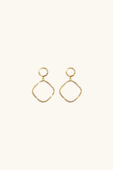 14k solid gold diamond-cut geometric drop earrings in yellow gold