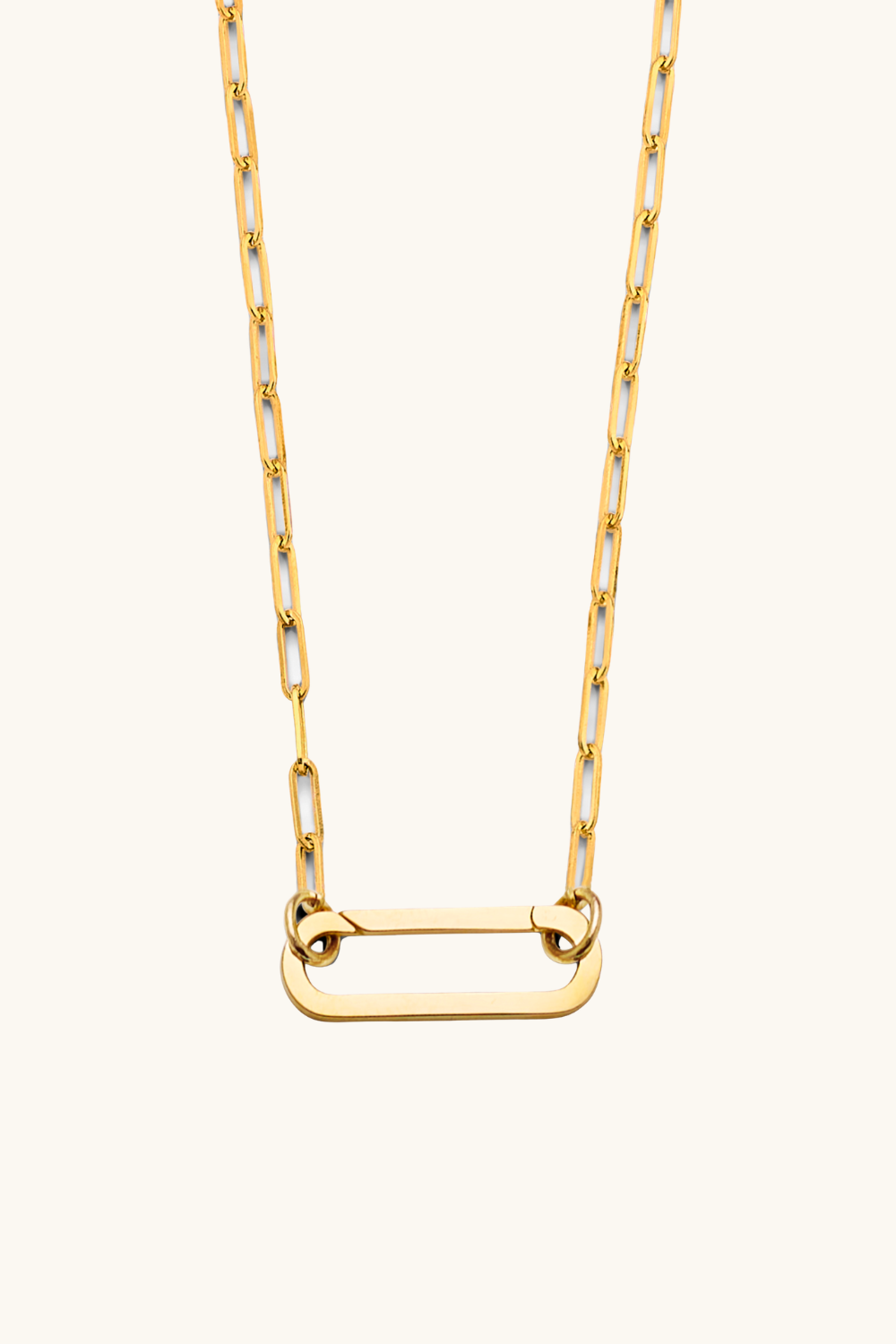 14k solid gold paperclip chain necklace with oversized carabiner link