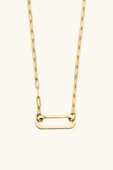 14k solid gold paperclip chain necklace with oversized carabiner link