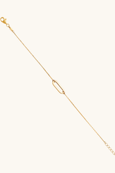 14k solid gold single open paperclip oval link bracelet in yellow gold