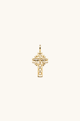 14k solid gold Holy Spirit dove cross pendant in yellow gold